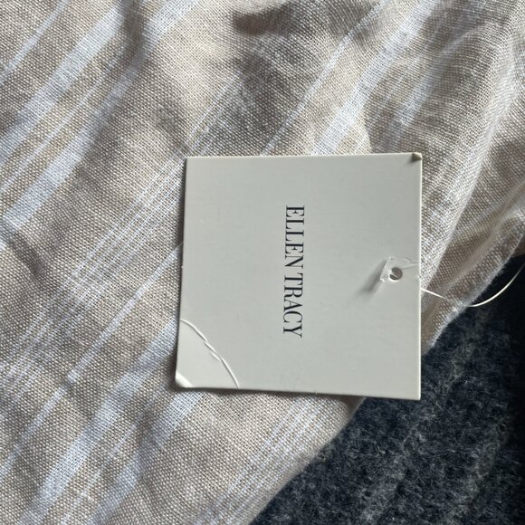 Ellen Tracy Blue and White Striped Linen Blazer Size L NWT - Picture 6 of 6